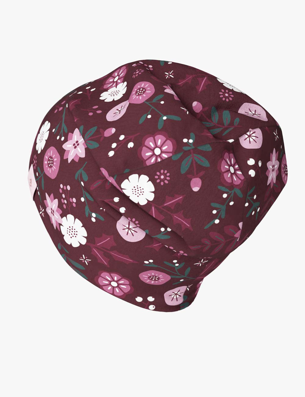Children's merino wool hat METTE "Winter Flowers"
